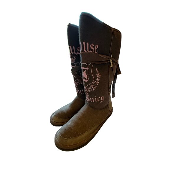 Vintage Juicy Couture Brown & Pink Boots, Size 8 - Picture 3 of 3